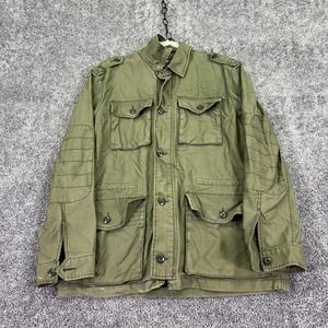 Converse Jacket Mens Medium Green One Star Military Canvas Button Zip Field